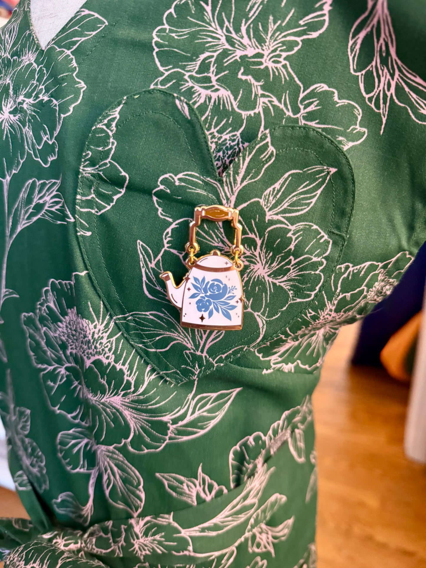 Bespoke Teapot Enamel Pin for Aprons