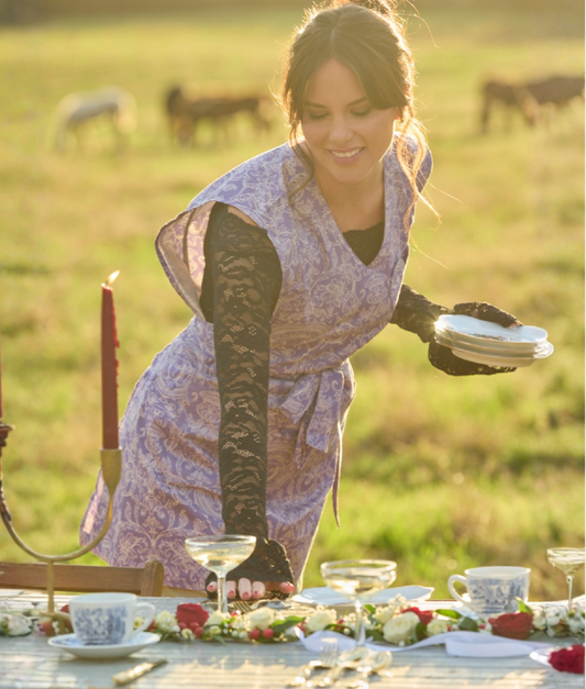 Classic Grace Apron in Aster Purple Medusa Print