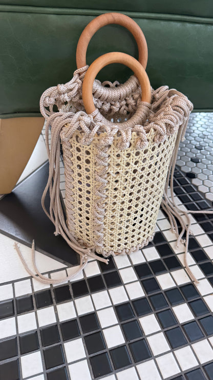 Handmade Macramé Cane Webbing Bag | The Cami Claudel