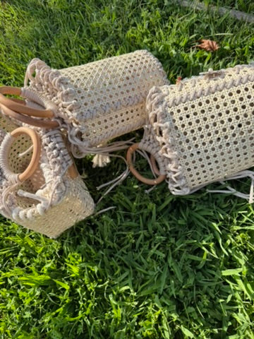Handmade Macramé Cane Webbing Bag | The Cami Claudel