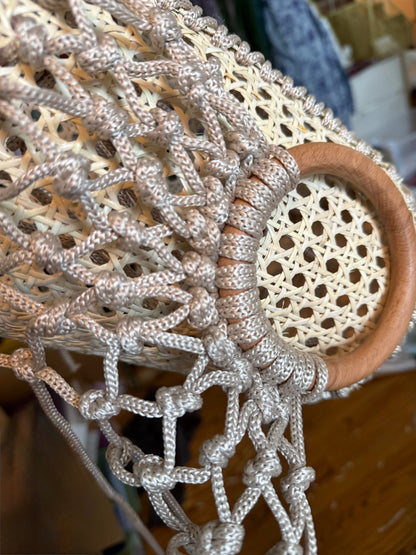Handmade Macramé Cane Webbing Bag | The Cami Claudel