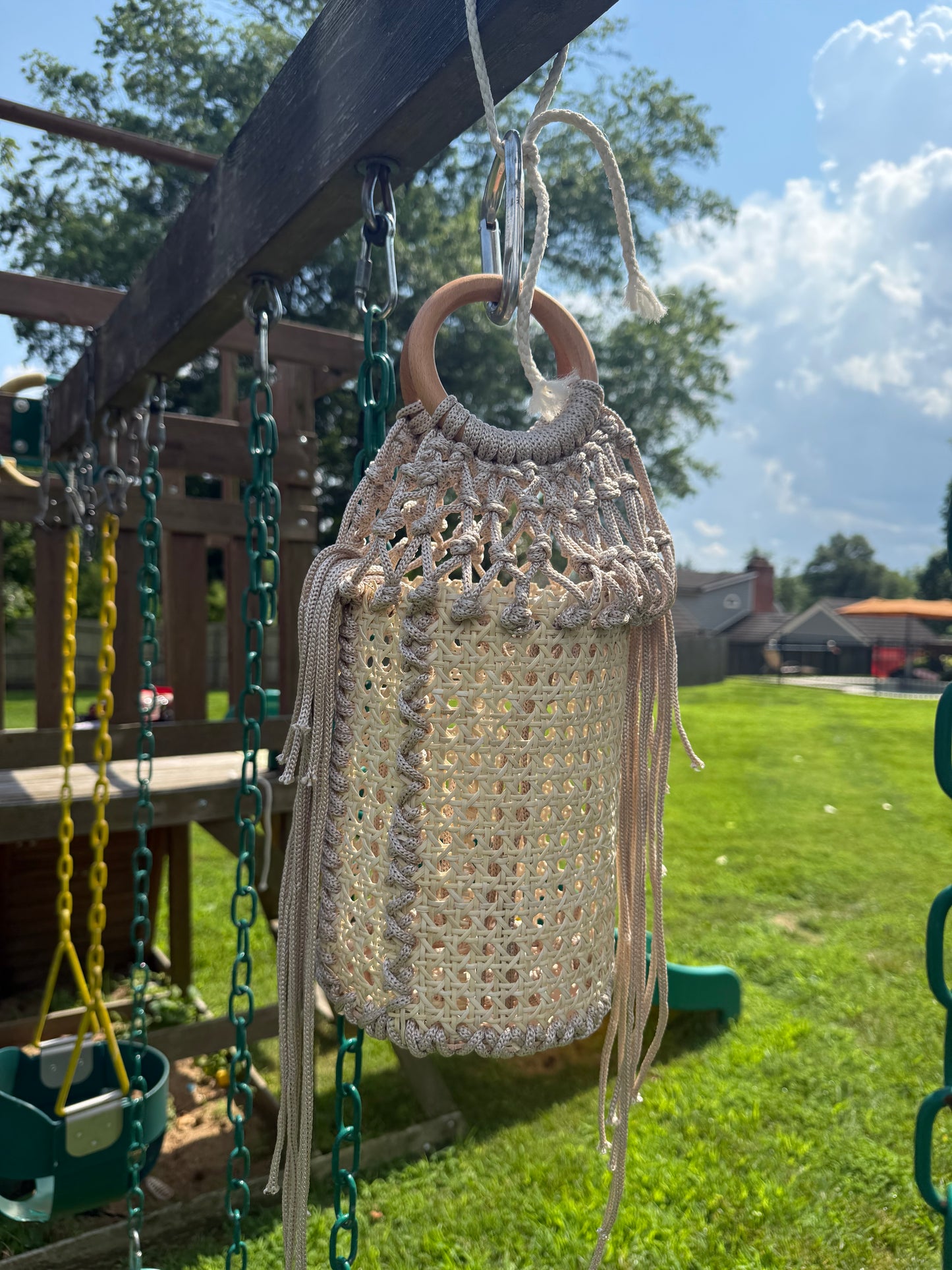 Handmade Macramé Cane Webbing Bag | The Cami Claudel