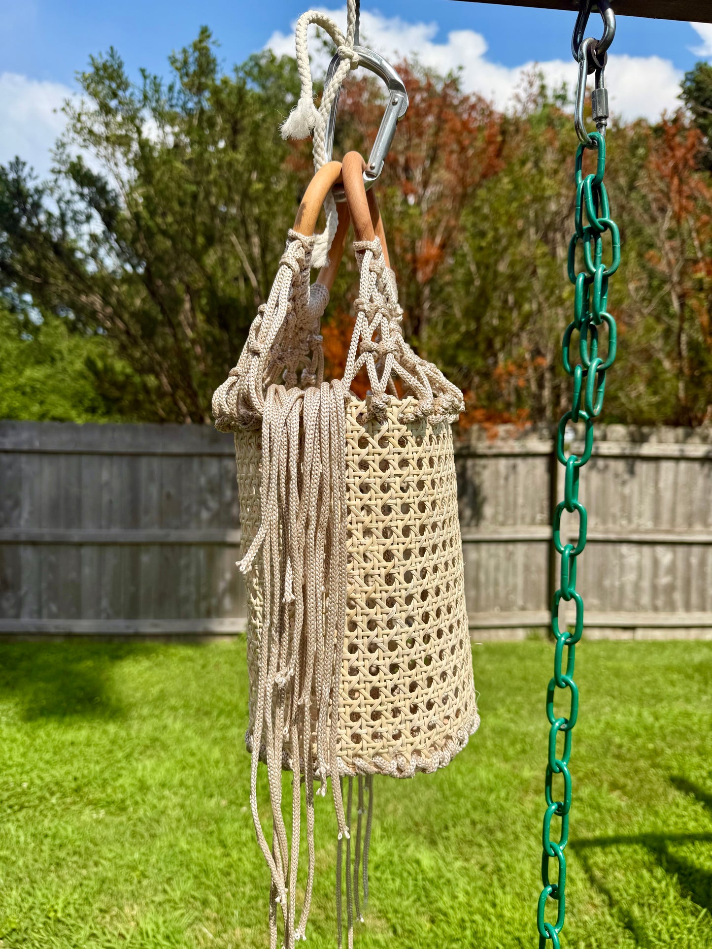 Handmade Macramé Cane Webbing Bag | The Cami Claudel