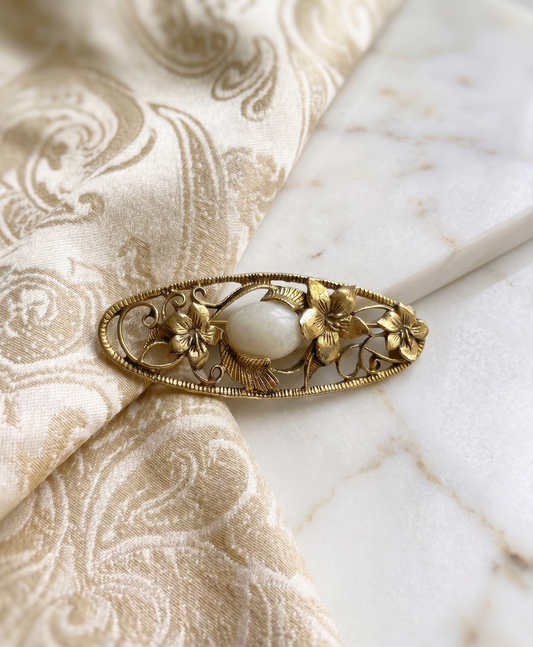 Vintage Pearl Vine Brooch | Gold-Tone Floral Pin | The Heirloom Edit